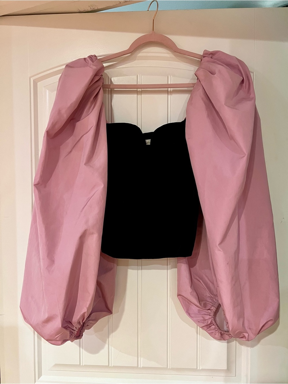 Zara Black Bustier Top with Puff Sleeve